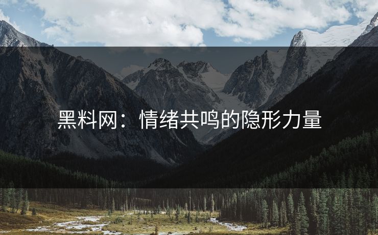 黑料网：情绪共鸣的隐形力量