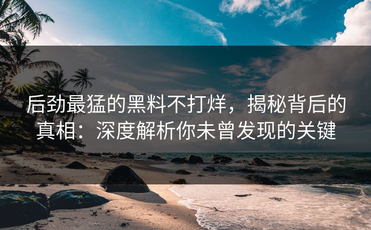 后劲最猛的黑料不打烊，揭秘背后的真相：深度解析你未曾发现的关键