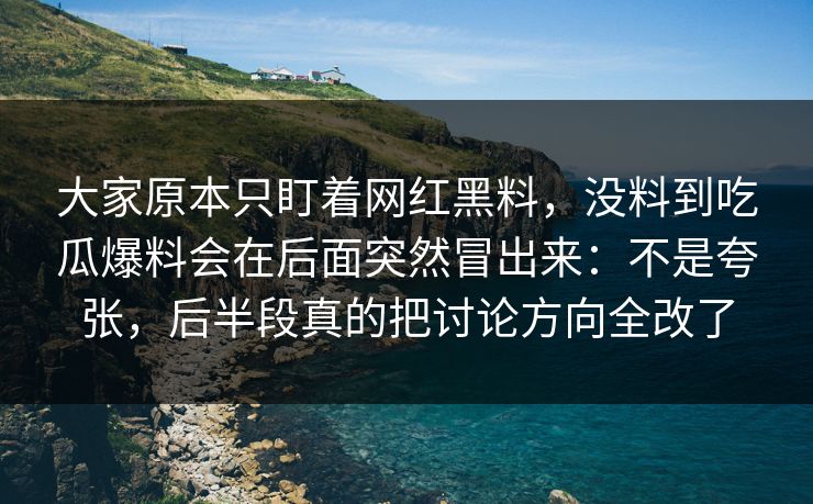 大家原本只盯着网红黑料，没料到吃瓜爆料会在后面突然冒出来：不是夸张，后半段真的把讨论方向全改了