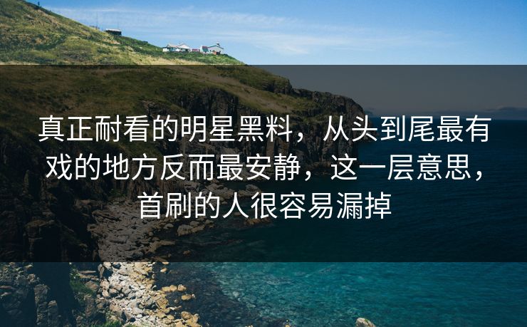 真正耐看的明星黑料，从头到尾最有戏的地方反而最安静，这一层意思，首刷的人很容易漏掉